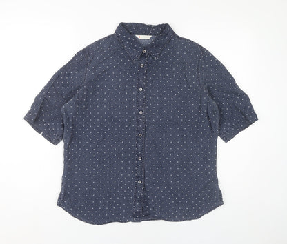 Womens UK Size 14 Marks and Spencer Blue Classic Button-Up