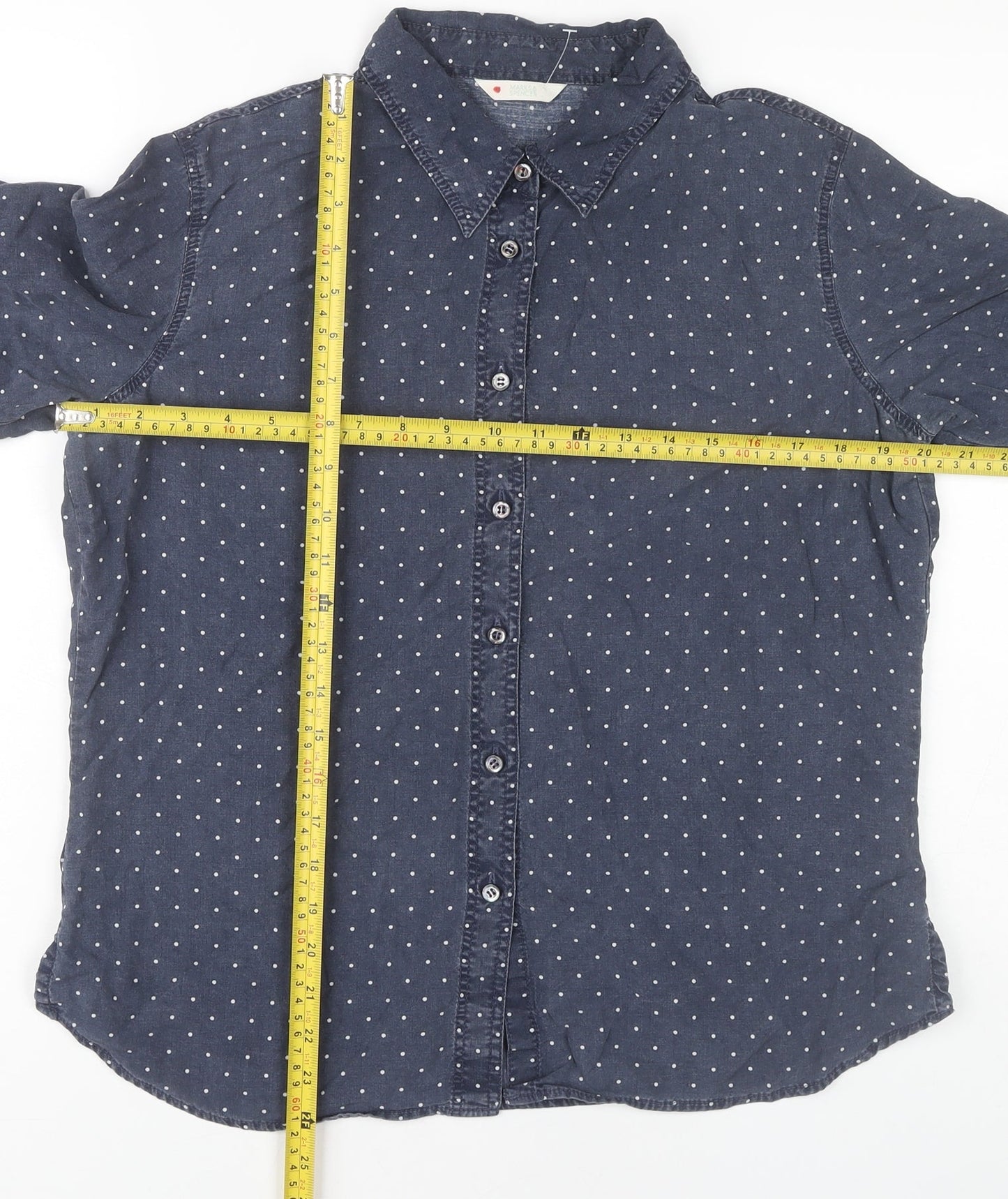Womens UK Size 14 Marks and Spencer Blue Classic Button-Up