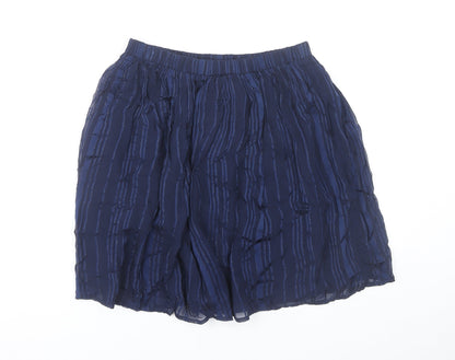 Pieces Women Blue Striped Short A-Line Skirt Size M Viscose