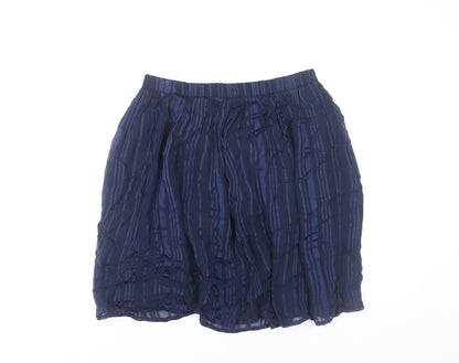 Pieces Women Blue Striped Short A-Line Skirt Size M Viscose