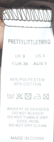 PrettyLittleThing Womens Brown Puff Sleeve Cropped Blouse UK 8