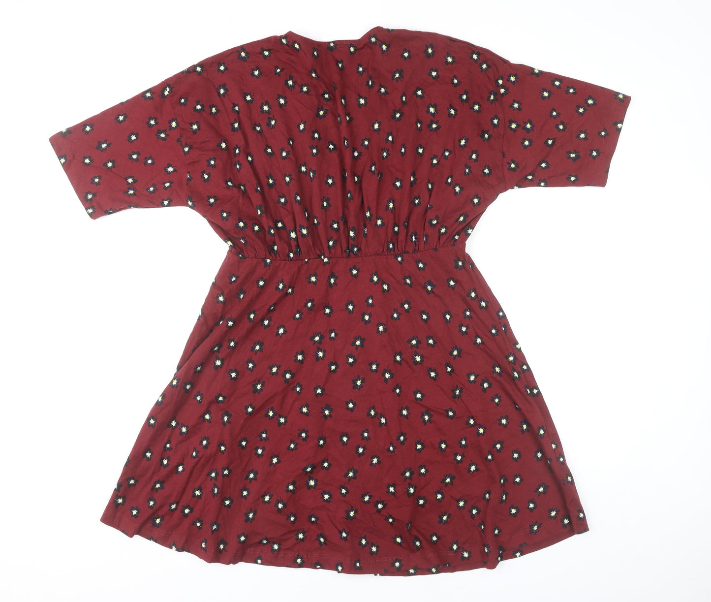 ASOS DESIGN Women’s Red Floral A-Line Button Dress UK 10