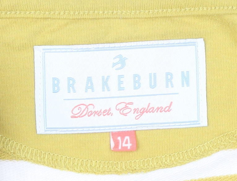 Womens UK Size 14 Brakeburn Yellow Basic T-Shirt