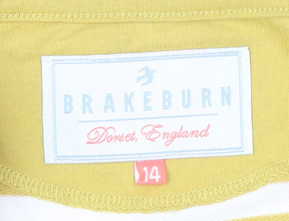 Womens UK Size 14 Brakeburn Yellow Basic T-Shirt