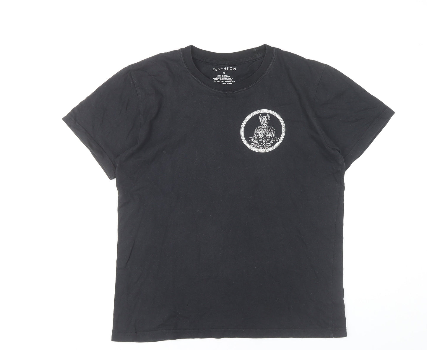Pantheon Men’s Black Graphic Print Cotton T-Shirt Size S