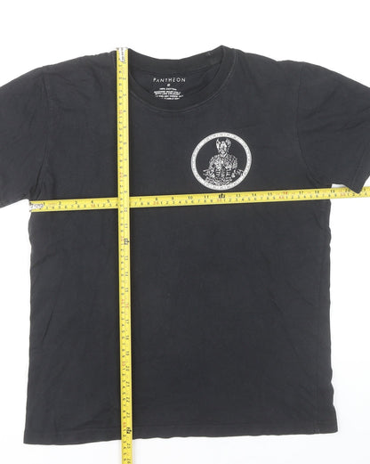 Pantheon Men’s Black Graphic Print Cotton T-Shirt Size S