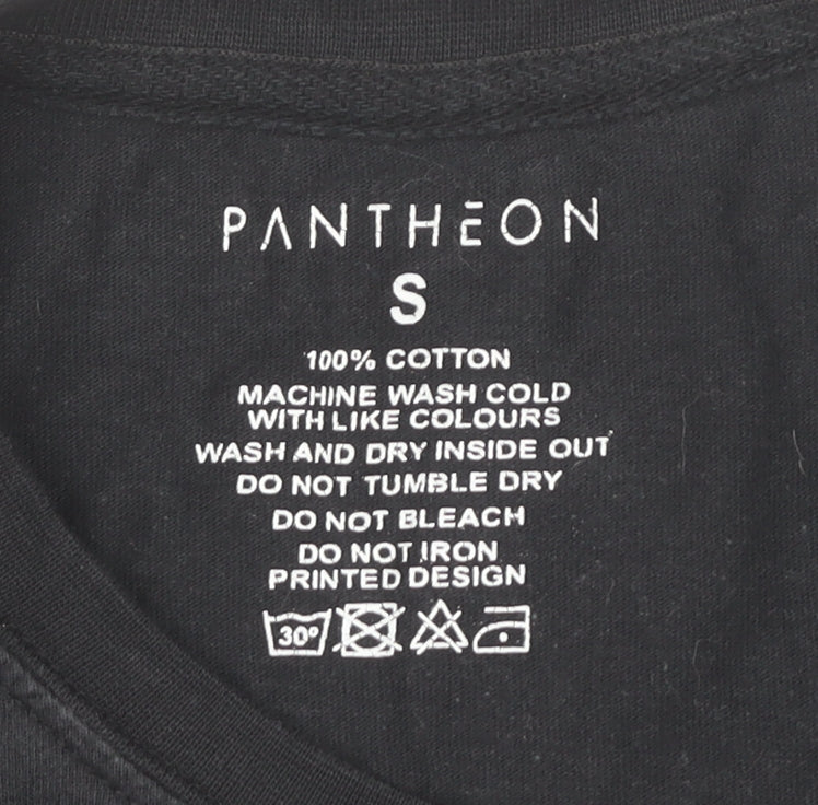 Pantheon Men’s Black Graphic Print Cotton T-Shirt Size S