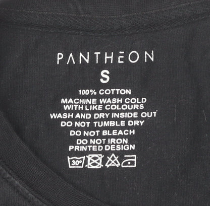 Pantheon Men’s Black Graphic Print Cotton T-Shirt Size S