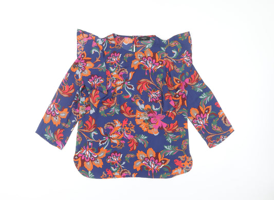 Papaya Womens Multicoloured Floral Blouse Size 10 Ruffle Tunic