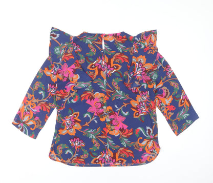 Papaya Womens Multicoloured Floral Blouse Size 10 Ruffle Tunic