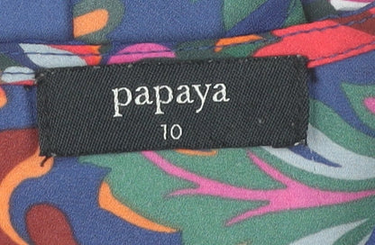 Papaya Womens Multicoloured Floral Blouse Size 10 Ruffle Tunic