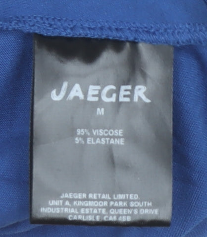 Jaeger Women Blue M Basic 3/4 Sleeve Scoop Neck Jersey Top