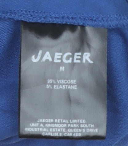Jaeger Women Blue M Basic 3/4 Sleeve Scoop Neck Jersey Top
