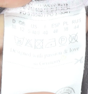 Olsen Women’s Pink Grey White Striped 3/4 Sleeve Cotton T-Shirt Size 12