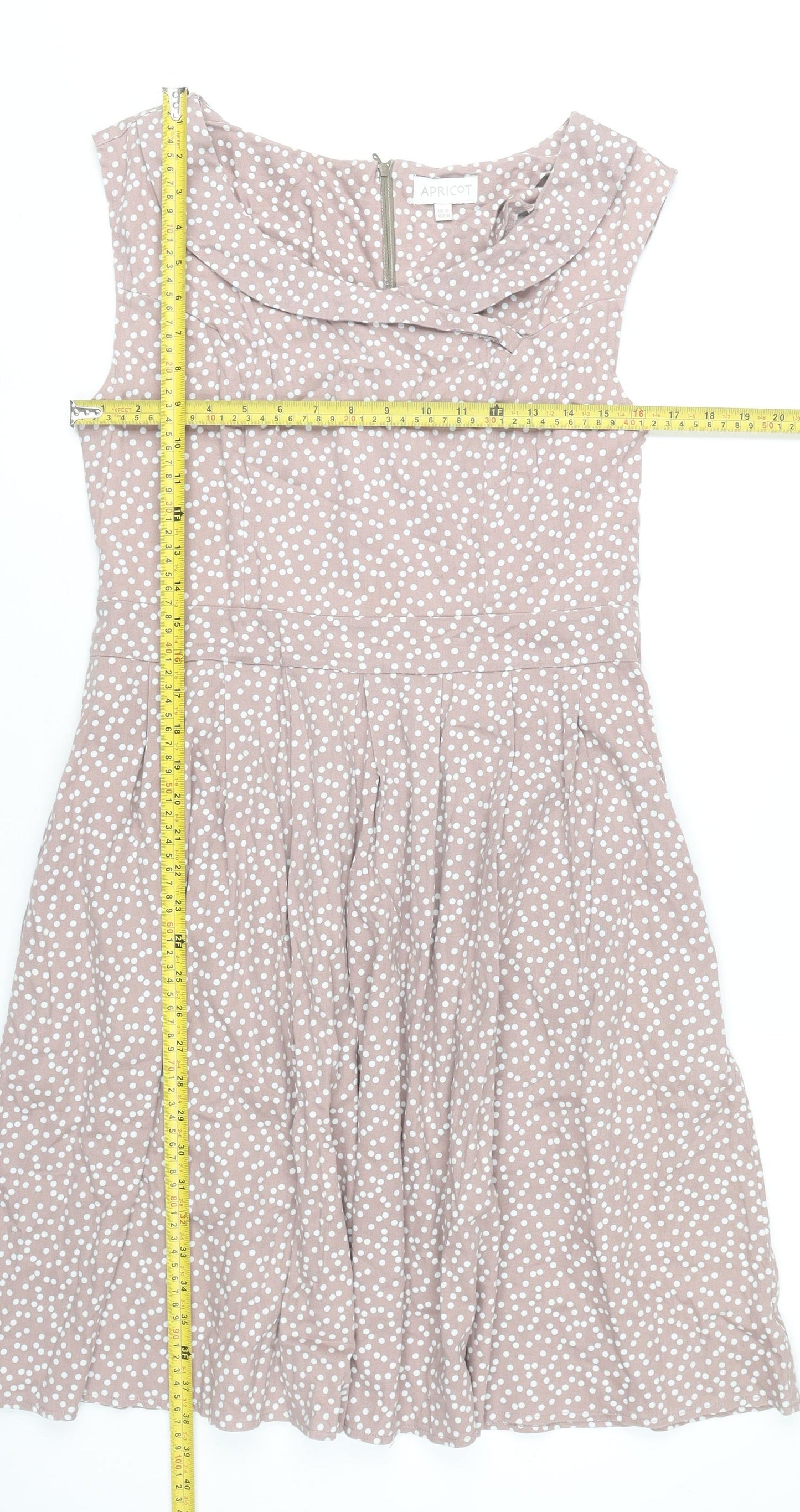 Apricot Womens Pink Polka Dot Fit & Flare Dress UK 12 Sleeveless