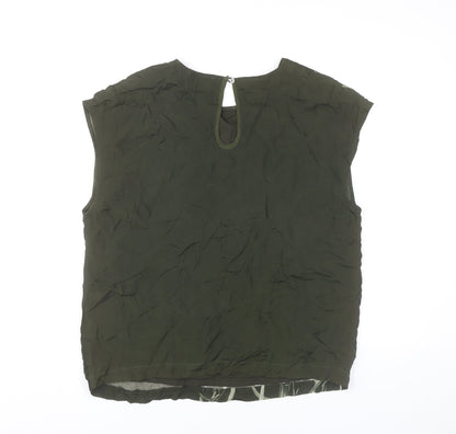 Coster Copenhagen Womens Green Sleeveless Floral Embroidered Blouse Size 8