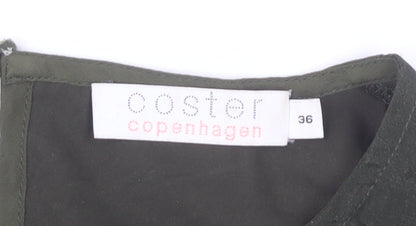 Coster Copenhagen Womens Green Sleeveless Floral Embroidered Blouse Size 8