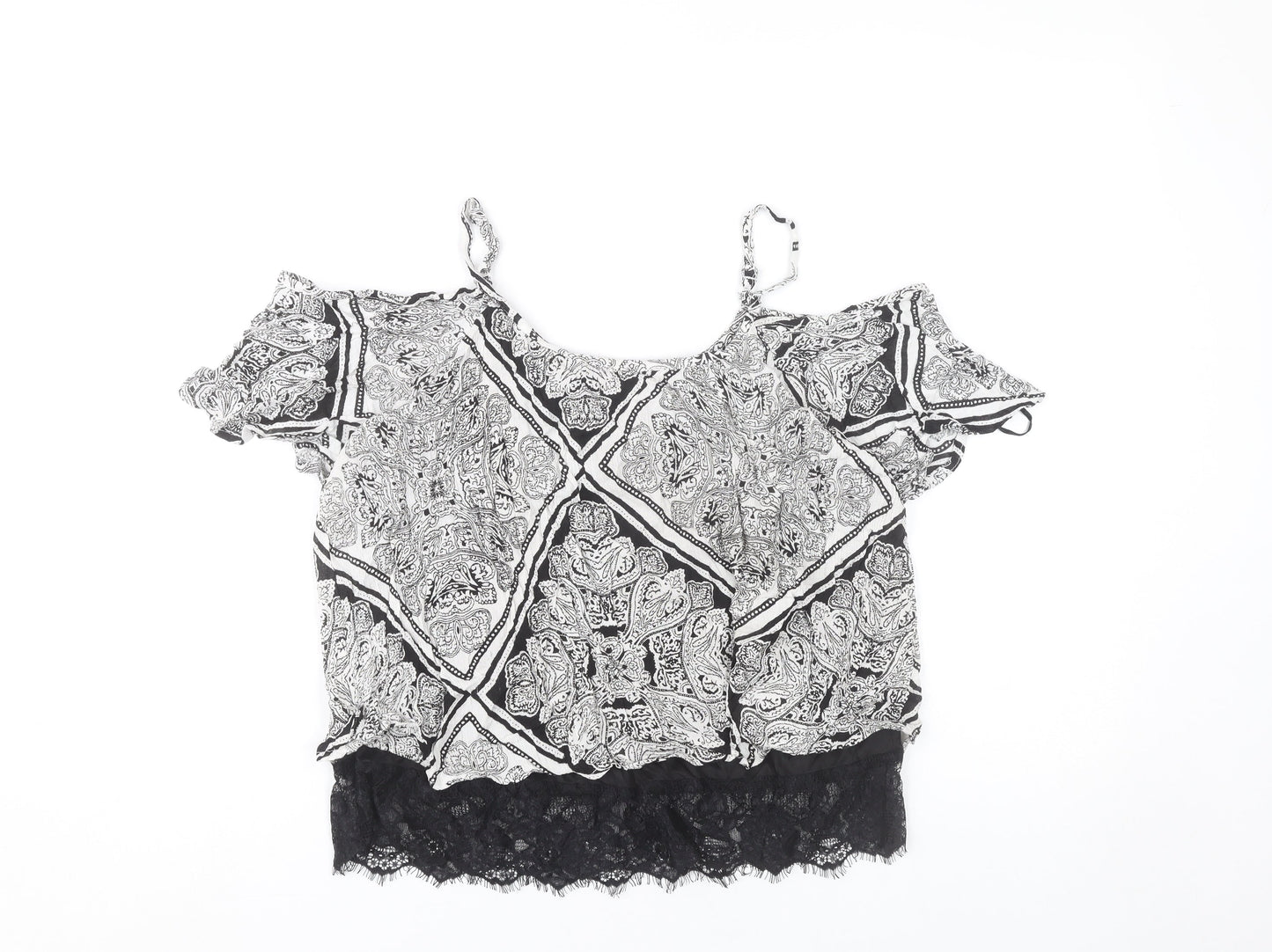 Womens UK Size 10 Select Black Cropped Blouse