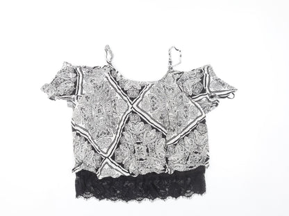 Womens UK Size 10 Select Black Cropped Blouse