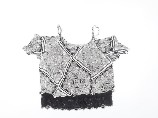 Womens UK Size 10 Select Black Cropped Blouse