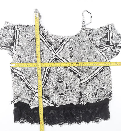 Womens UK Size 10 Select Black Cropped Blouse