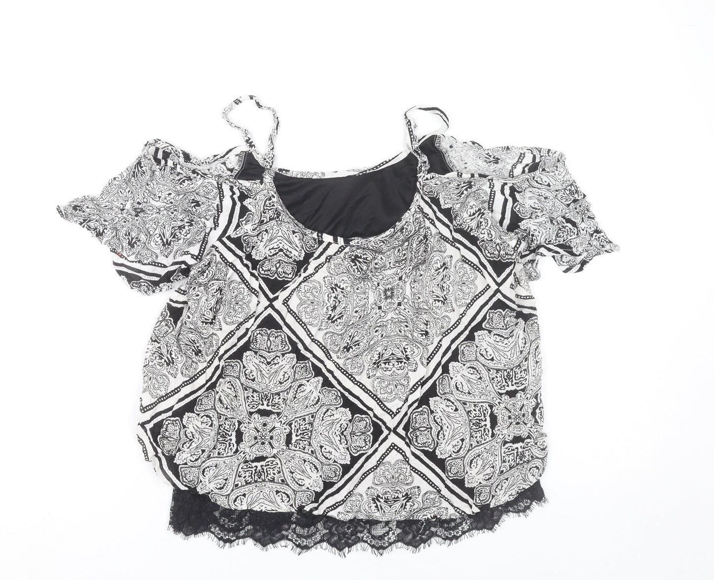Womens UK Size 10 Select Black Cropped Blouse