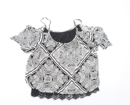 Womens UK Size 10 Select Black Cropped Blouse