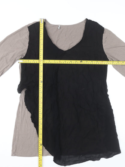 Marella Women’s Black Beige XL Tunic Blouse Viscose Blend