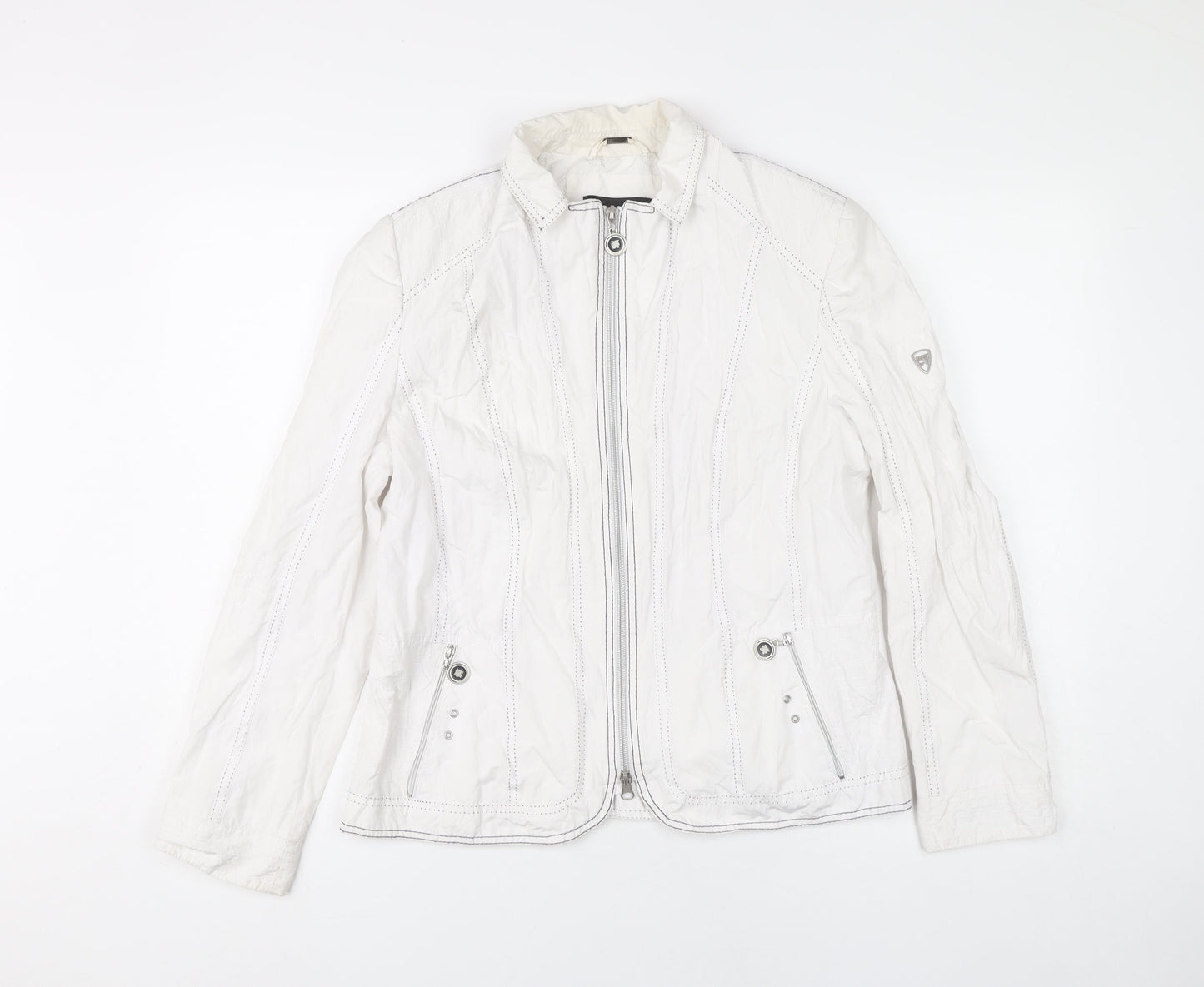 Barbara Lebek Womens White Size 14 Full Zip Casual Jacket