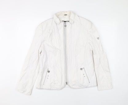 Barbara Lebek Womens White Size 14 Full Zip Casual Jacket