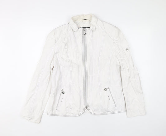 Barbara Lebek Womens White Size 14 Full Zip Casual Jacket