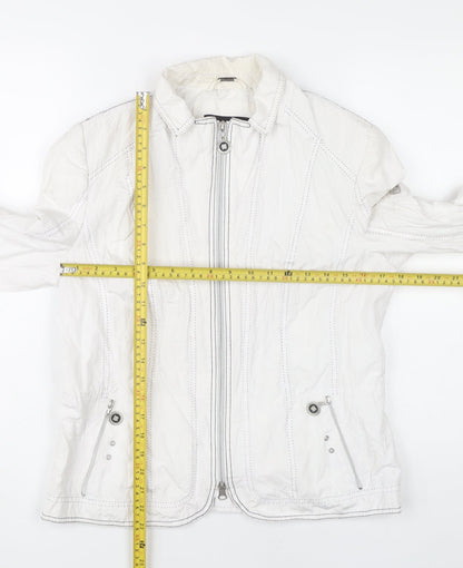 Barbara Lebek Womens White Size 14 Full Zip Casual Jacket