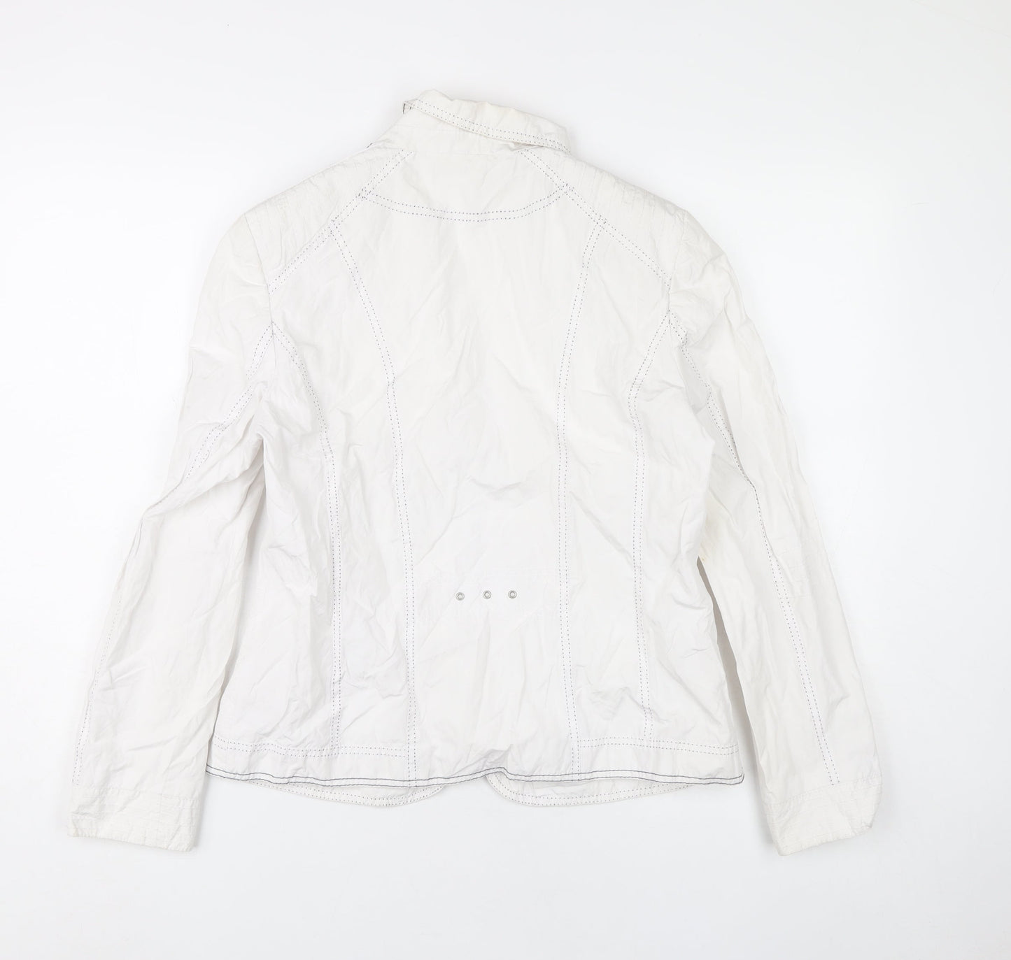 Barbara Lebek Womens White Size 14 Full Zip Casual Jacket