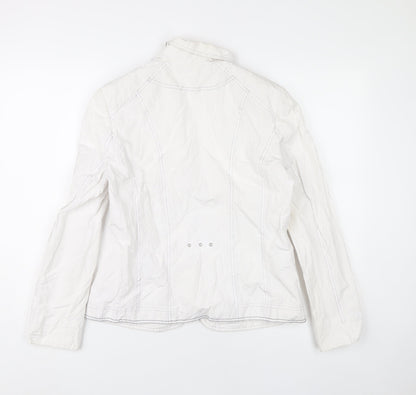 Barbara Lebek Womens White Size 14 Full Zip Casual Jacket