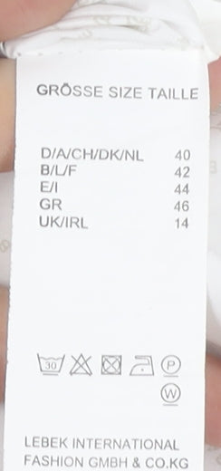 Barbara Lebek Womens White Size 14 Full Zip Casual Jacket