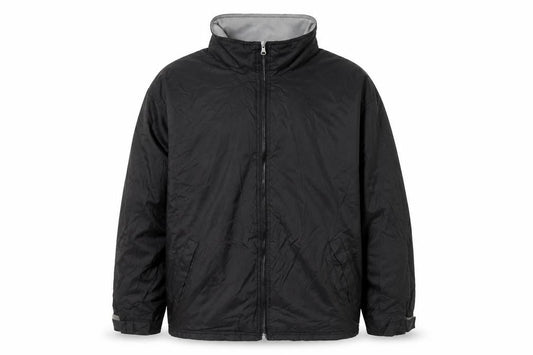 Front view of B&C Collection unisex adults black l lightweight windbreaker jacket