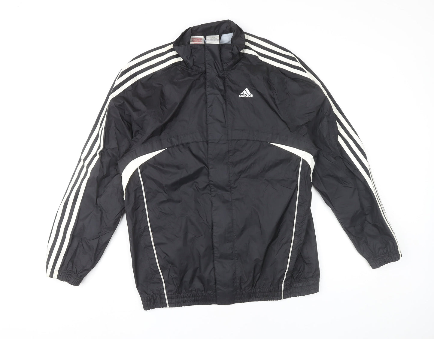 Adidas Boys Black Track Jacket 13-14 Yrs Lightweight Full Zip Sports Top