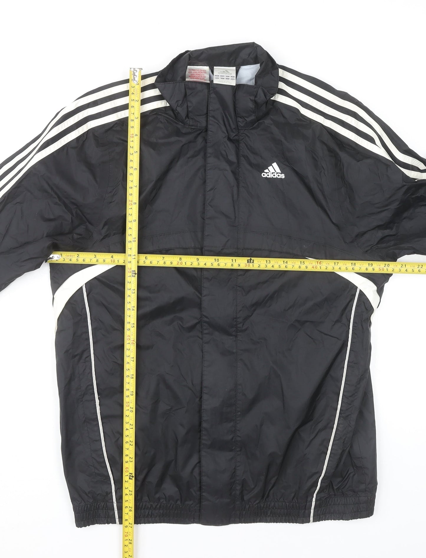 Adidas Boys Black Track Jacket 13-14 Yrs Lightweight Full Zip Sports Top