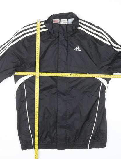 Adidas Boys Black Track Jacket 13-14 Yrs Lightweight Full Zip Sports Top