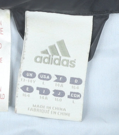 Adidas Boys Black Track Jacket 13-14 Yrs Lightweight Full Zip Sports Top