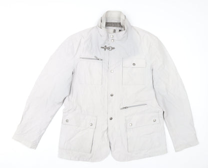 Ascot Sport Men Grey Mid-Length Military Jacket Size M Outdoor Zip Pockets
