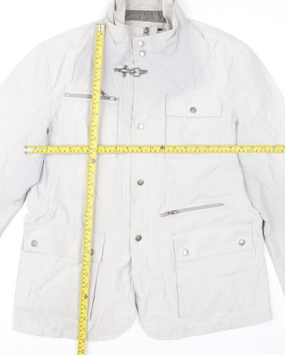 Ascot Sport Men Grey Mid-Length Military Jacket Size M Outdoor Zip Pockets