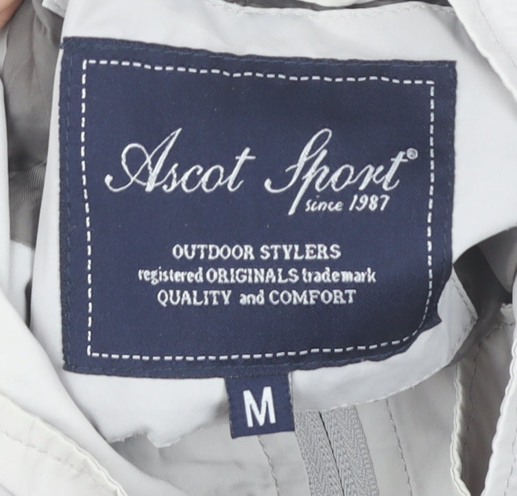 Ascot Sport Men Grey Mid-Length Military Jacket Size M Outdoor Zip Pockets