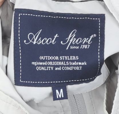 Ascot Sport Men Grey Mid-Length Military Jacket Size M Outdoor Zip Pockets