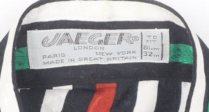 Jaeger Women’s Multicoloured Striped Silk Blouse Size 8 Long Sleeve Retro