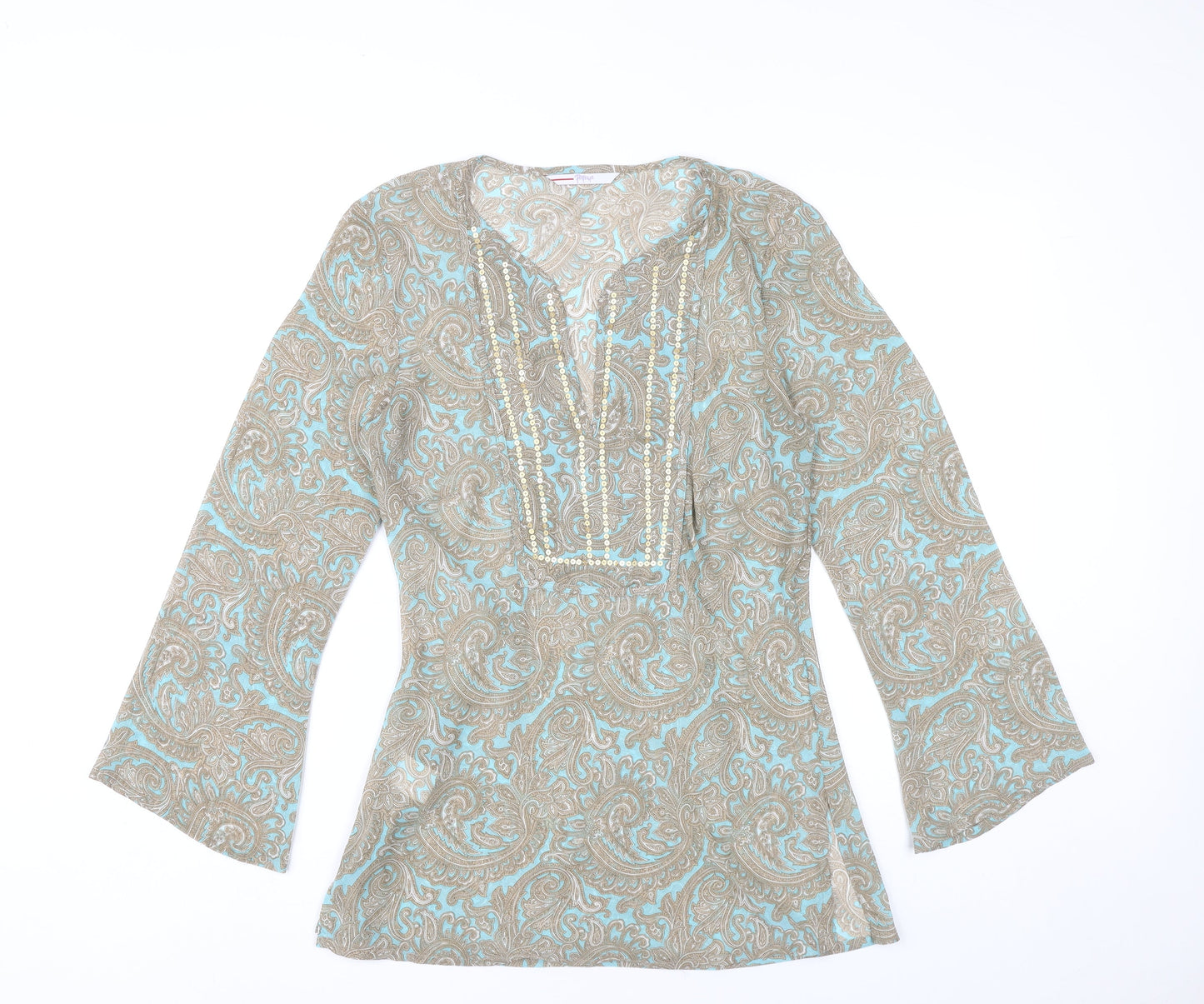 Papaya Women’s Multicoloured Paisley Beaded Tunic Blouse Size 12