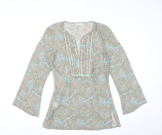Papaya Women’s Multicoloured Paisley Beaded Tunic Blouse Size 12