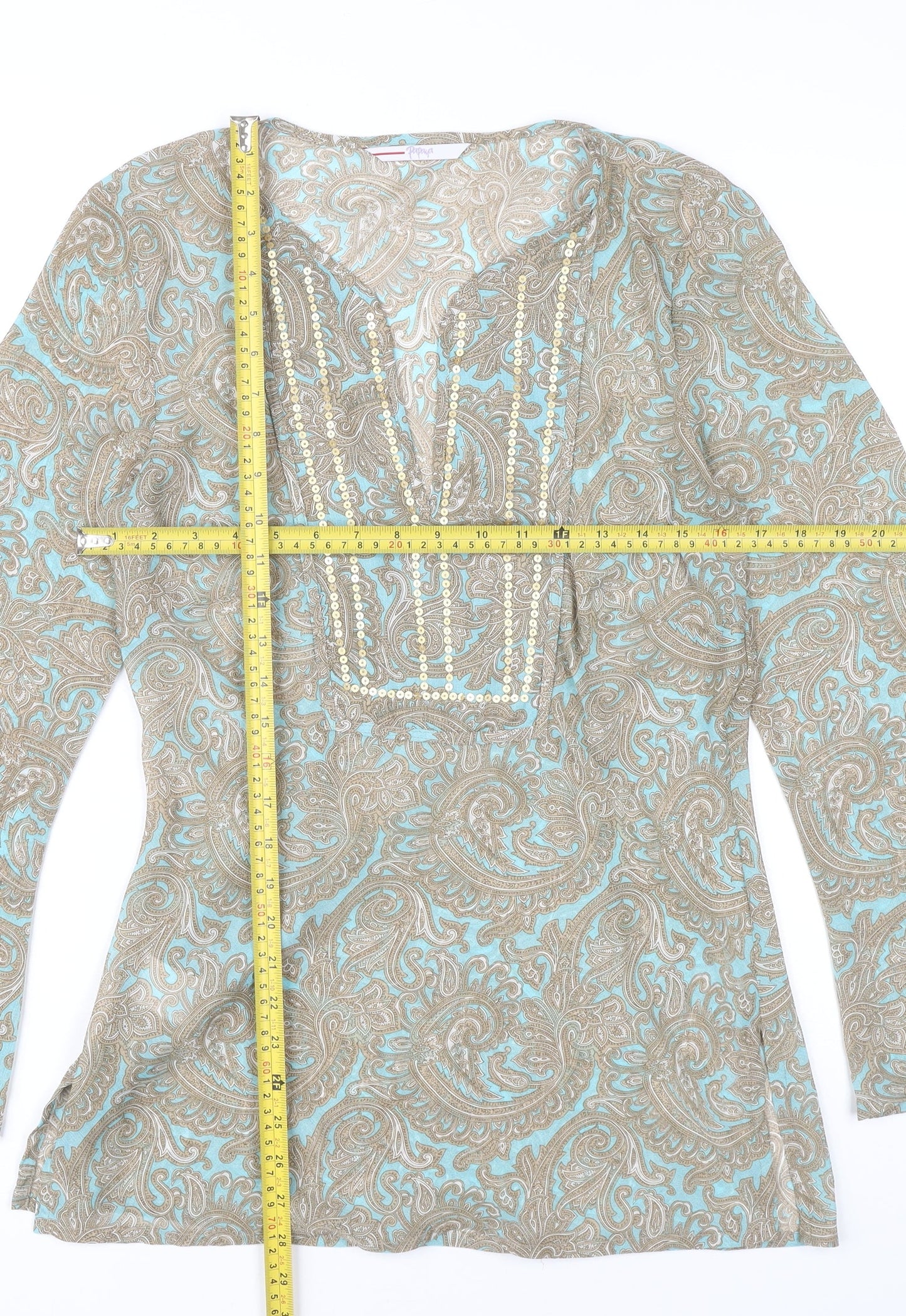 Papaya Women’s Multicoloured Paisley Beaded Tunic Blouse Size 12