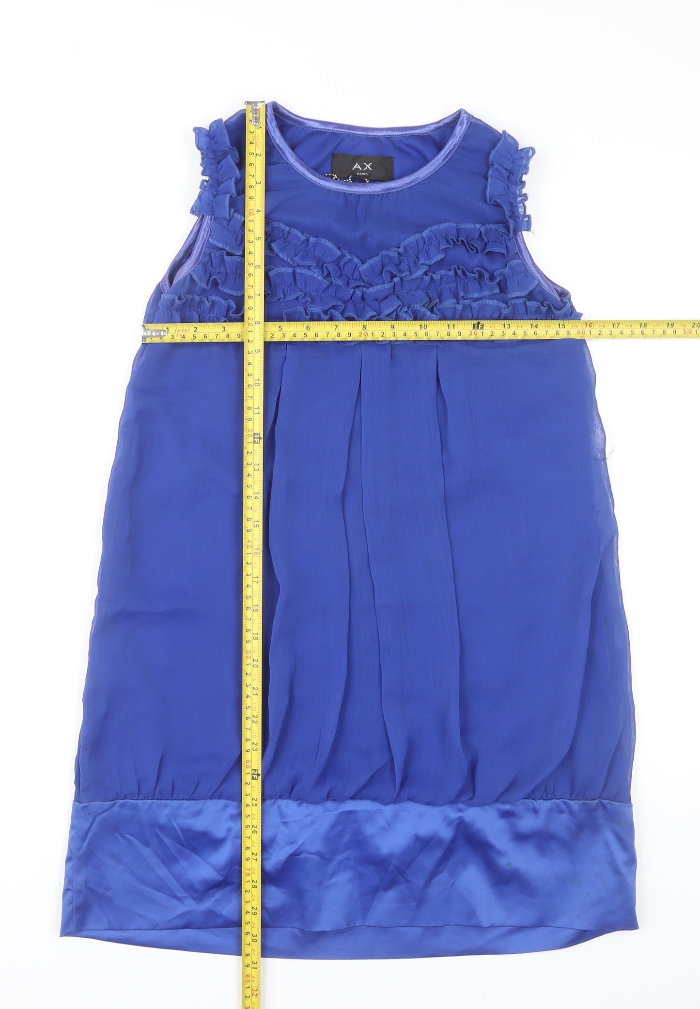 AX Paris Women Blue Size 10 Shift Party Dress Sleeveless Ruffle