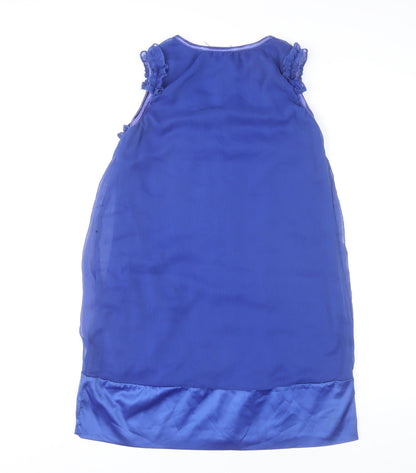 AX Paris Women Blue Size 10 Shift Party Dress Sleeveless Ruffle